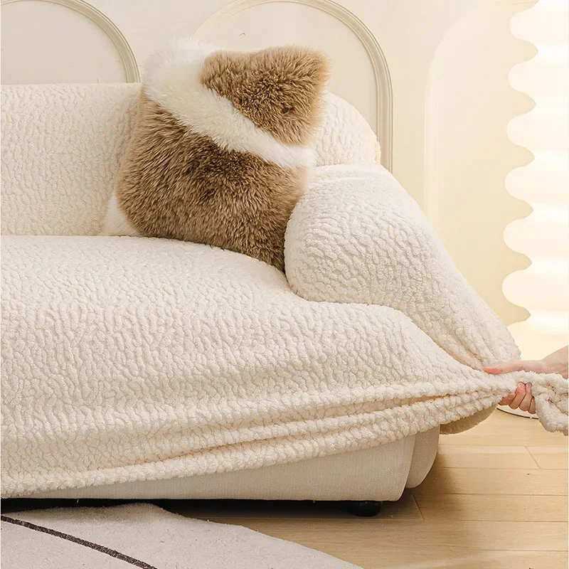 High Elasticity Soft Plush Sofa Cover All Inclusive Autumn Winter Anti Slip Couch Slipcover Comfort Solid Home Accessories