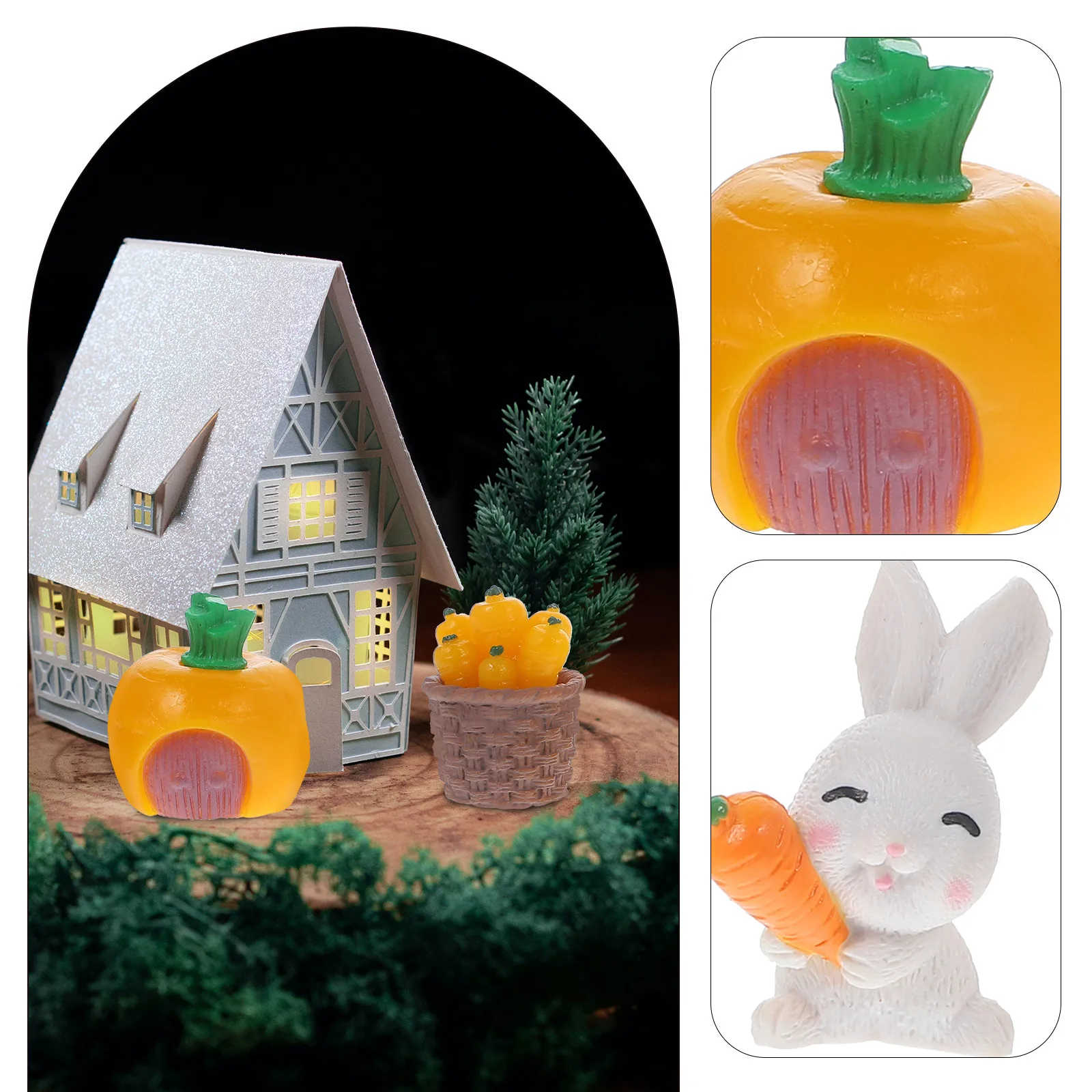 Carrot Rabbit Statue Plant Ornaments ing Decor s Decorations Grass Adorable Outdoor