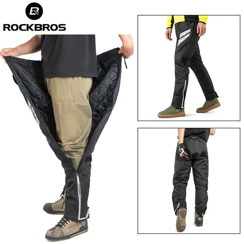 Pantalones cálidos de invierno ROCKBROS, pantalones de chándal de lana, pantalones gruesos para acampar al aire libre, senderismo, pantalones de esquí desmontables a prueba de viento para hombres