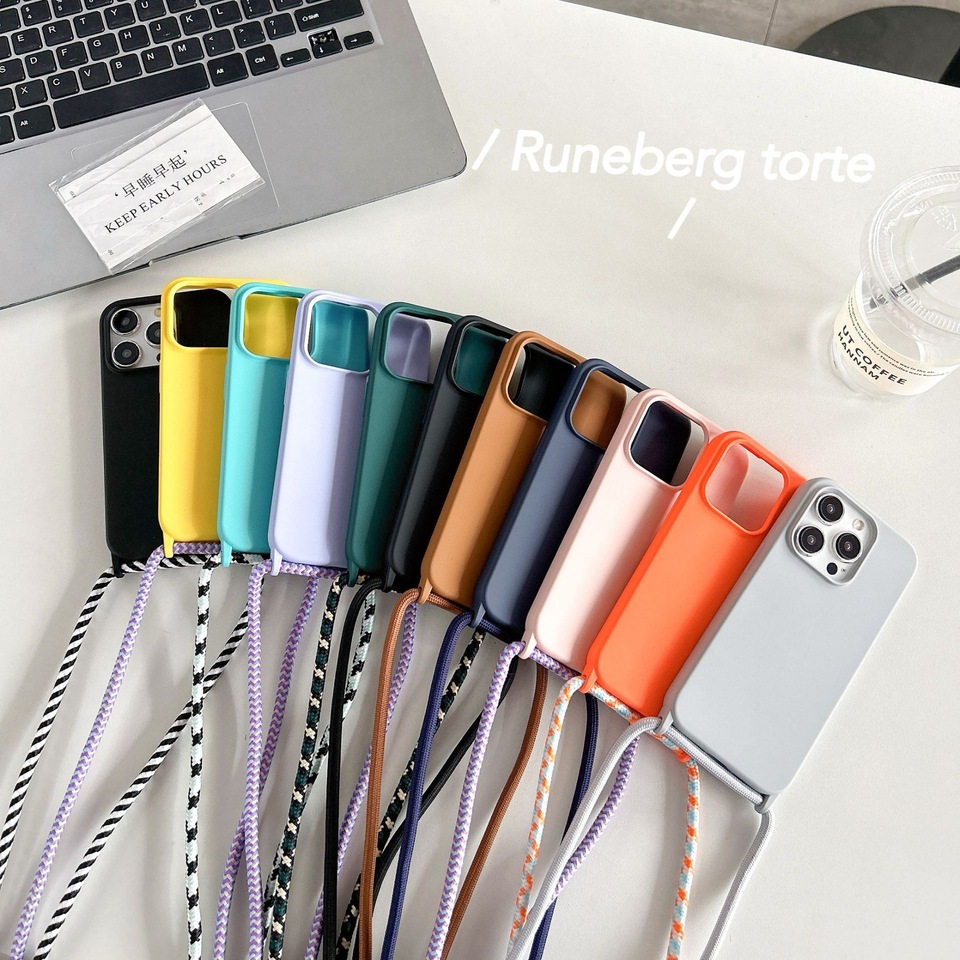  Necklace Strap Cord Crossbody Lanyard Liquid Silicone Case For iPhone 16 Pro 15 14 13 Pro max 12 12mini 7 8 plus 