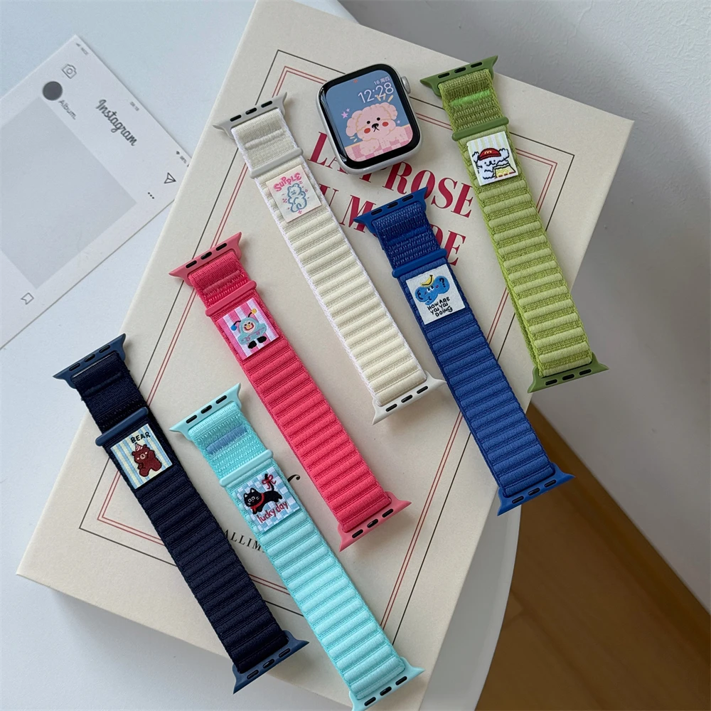 

Nylon loop Strap For Apple Watch Band 46mm 42mm 45mm 44mm 40mm 41mm 38mm 49mm Bracelet For IWatch Series Ultra 10 9 8 7 6 SE 5 3