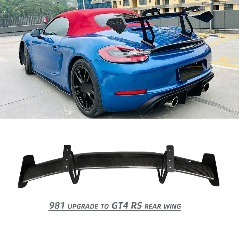 Car Rear Spoiler Wing body kit 2013 2014 2015 981tail wing upgrade to GT4 RS Carbon Fiber rear wing for Porsche Cayman boxster