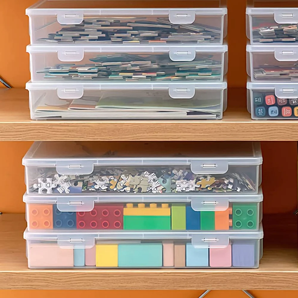 ABPP-12-Pack Clear Plastic Storage Containers, 8 X 5 X 1.75 Inch Empty Hinged Box, Stackable Organizer