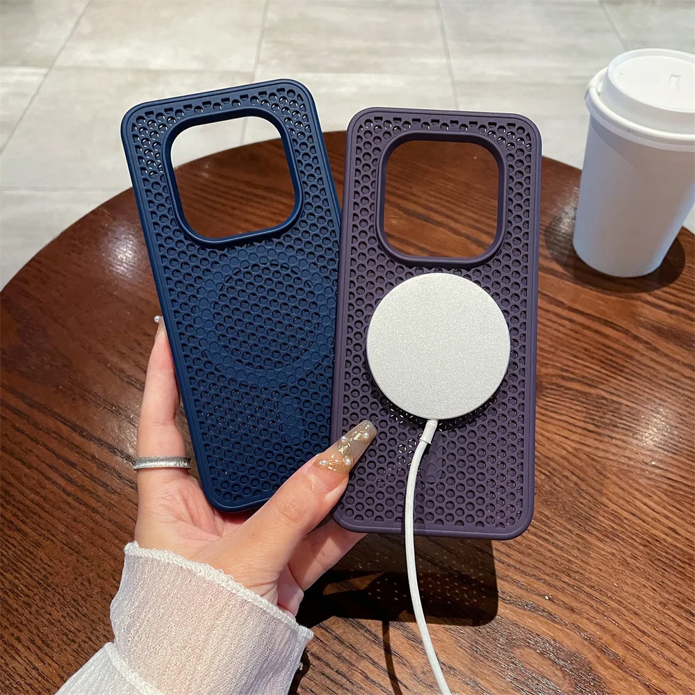 

Skin Feel Heat Dissipation Mesh Cover Magnetic Case for Honor GT Pro Magic 6 Magic 7 Breathable Cooling Wireless Charging Case