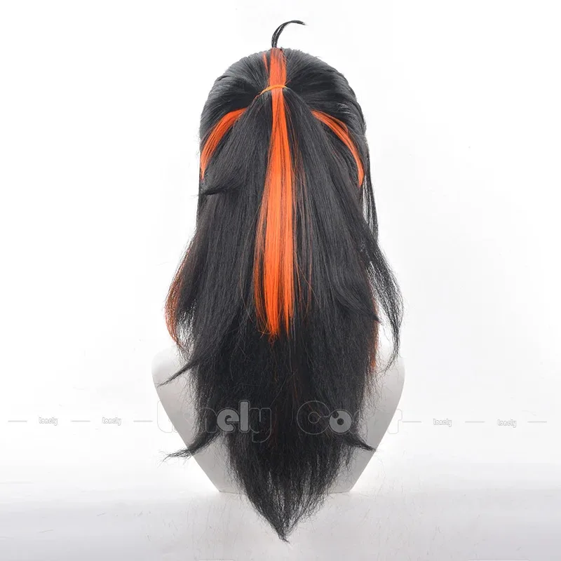 ZZZ Zhu Yuan شعر مستعار كوسبلاي Zenless Zone Zero N.E.P.S. Zhuyuan مزيج أسود برتقالي شعر مستعار ذيل حصان هالوين كرنفال الدعائم للنساء