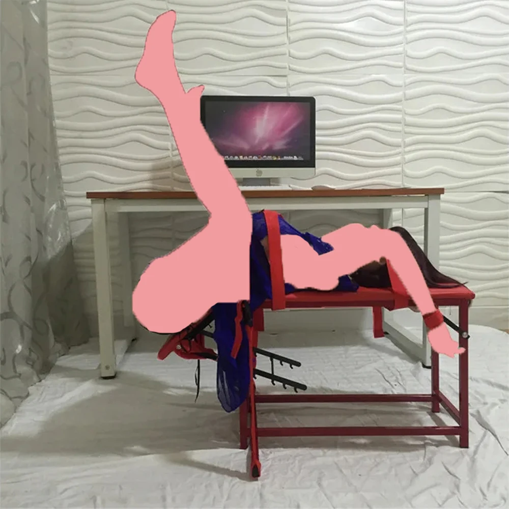 Folding Adjustable Sex Chair Furniture Forced Split Leg Positions Chair Restraint Rope Flirting Handcuffs Bondage Tools Couples