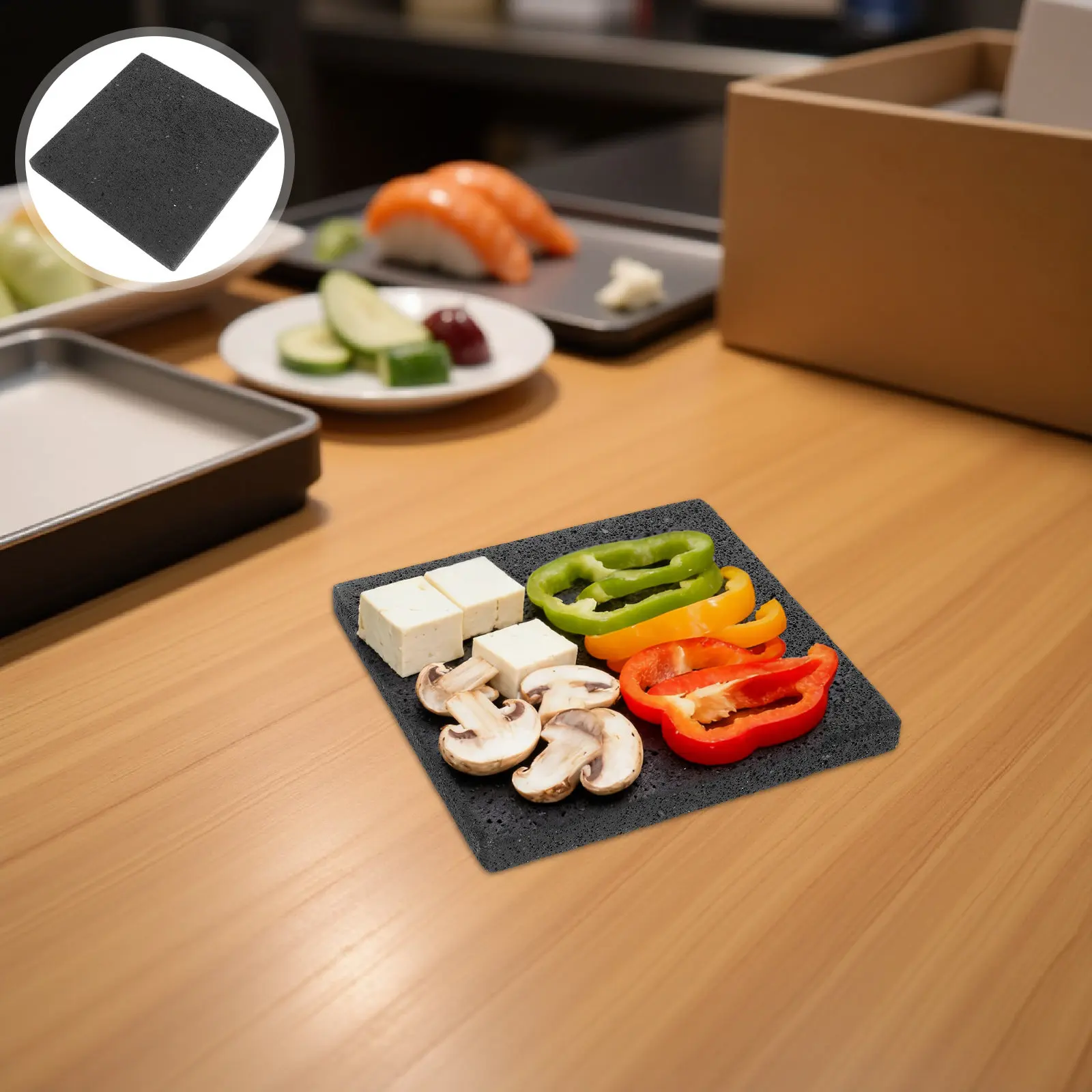 Volcanic Stone Korean Bbq Grill Pan Natural Heat Retaining Teppanyaki Plate Home Kitchen Outdoor Party Baking Stone
