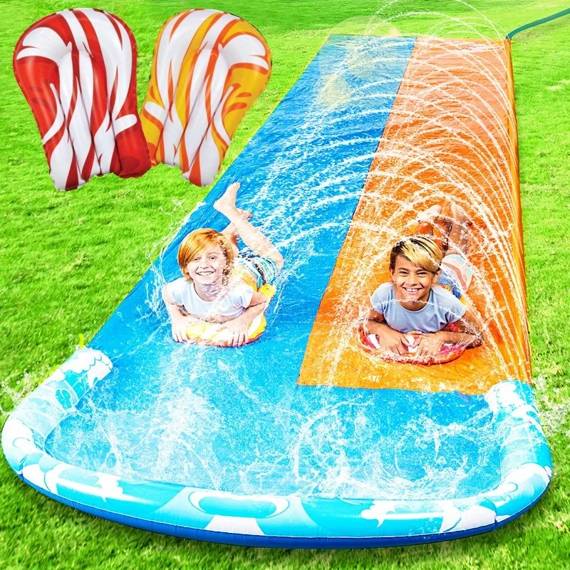 Sloosh 22.5ft Water Slides and 2 Bodyboards Lawn Water Slide Summer Slip Waterslides Water Toy for Backyard Water Party Favor