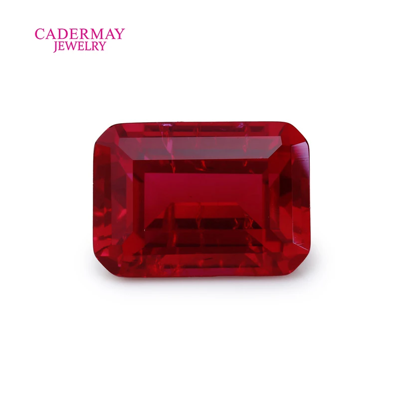 Lab Grown Ruby With Inclusions 2x4mm-15x20mm Rectangle Emerald Cut Pigeon Blood Red Synthetic Ruby Corundum Loose Gemstones