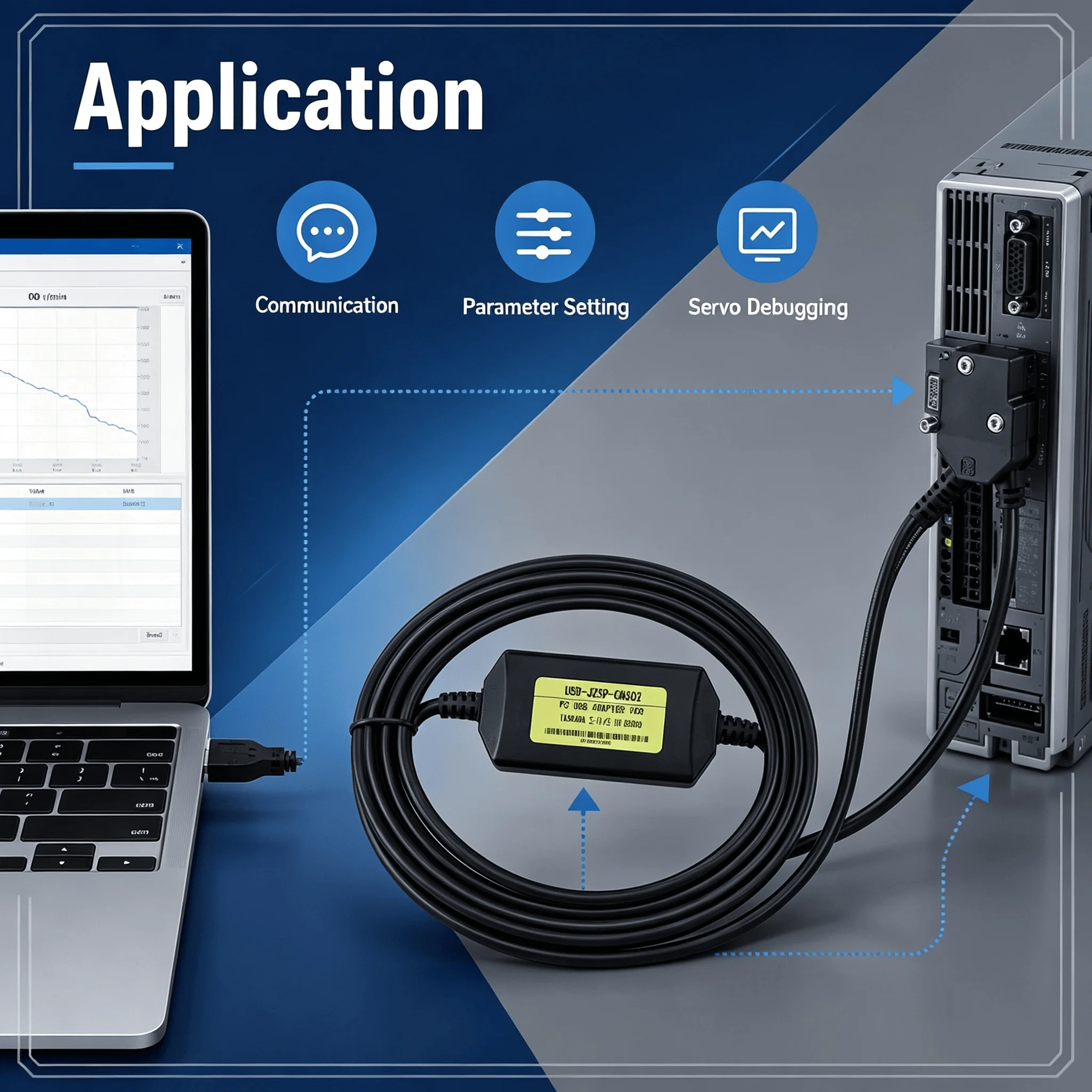 USB-JZSP-CMS02 Servo Programming Cable 14-Pin High Performance for Yaskawa Sigma II III SGDM DS DH Parameter Setting