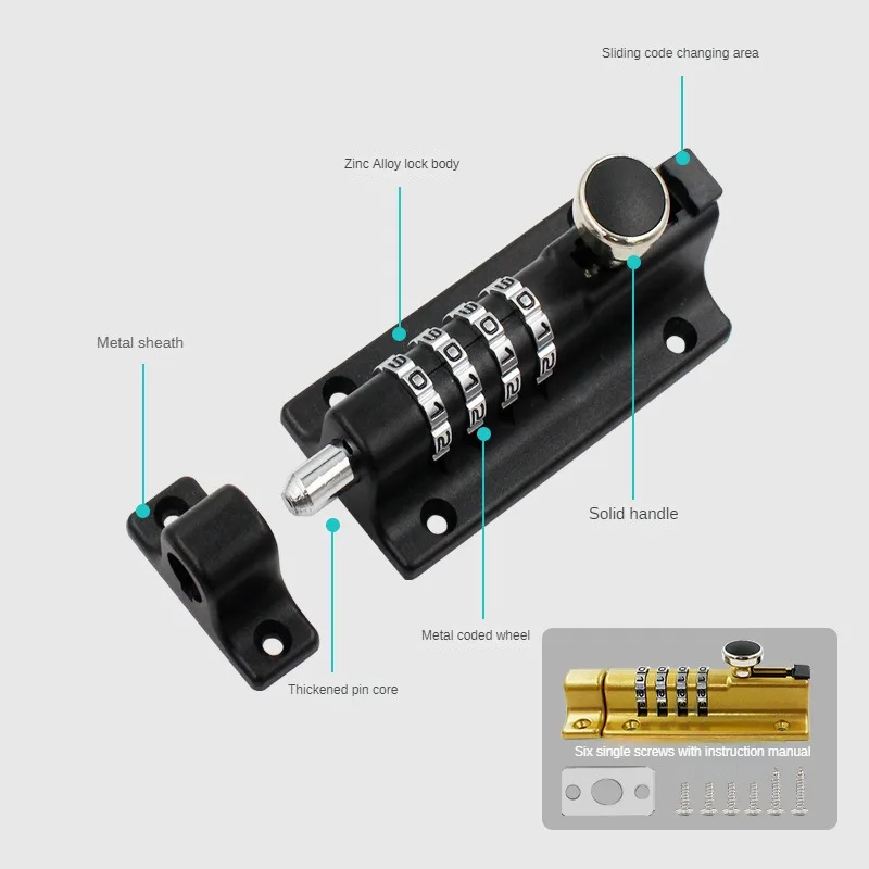 Imagem -03 - Password Bolt Lock For Door Segurança Anti-roubo Digital Door Buckle Impermeável Fechaduras de Segurança de Madeira Exterior