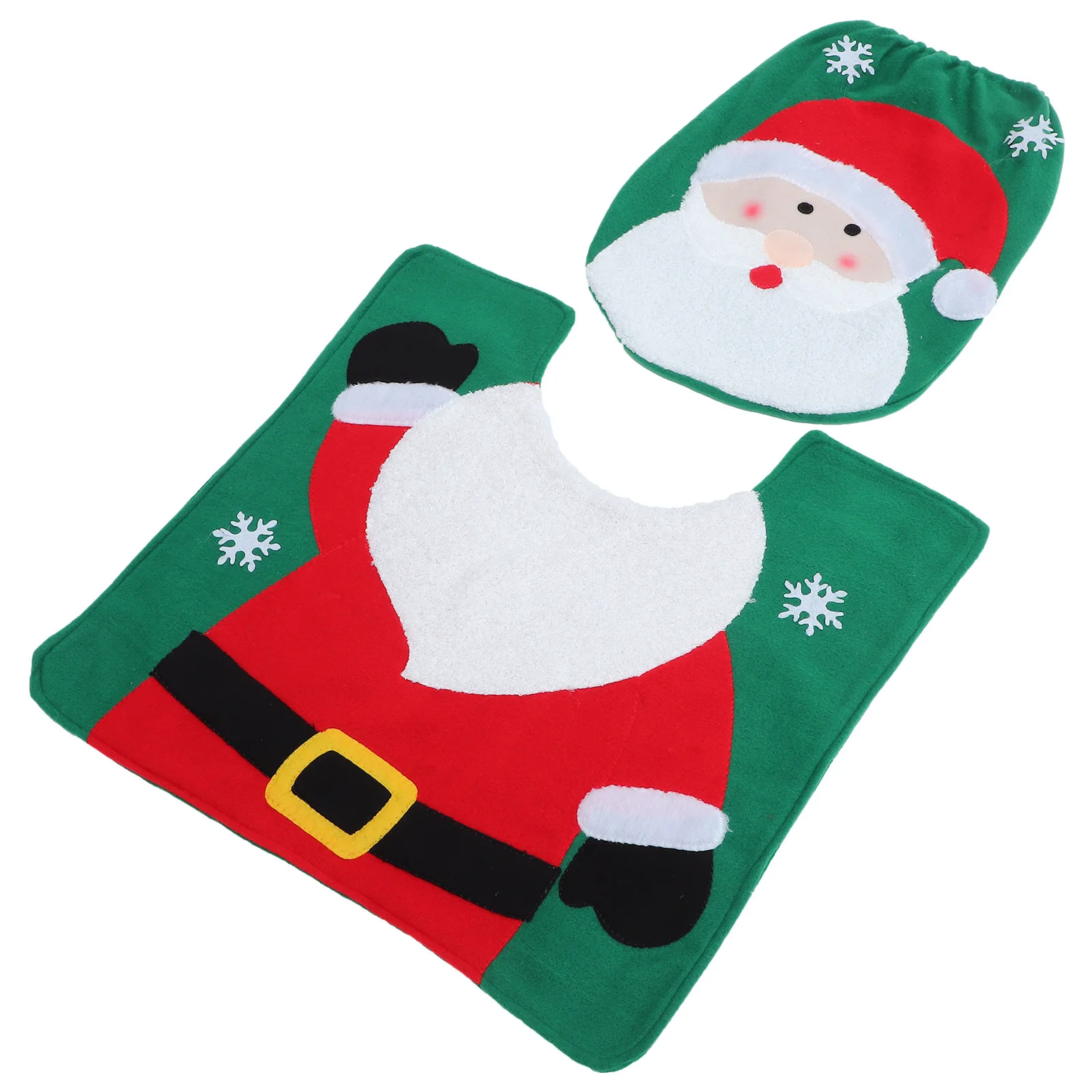 

1Set Christmas Toilet Floor Mat Set Xmas Toilet Lid Protector Decorative Floor Cushion Santa Design Removable Easy Clean