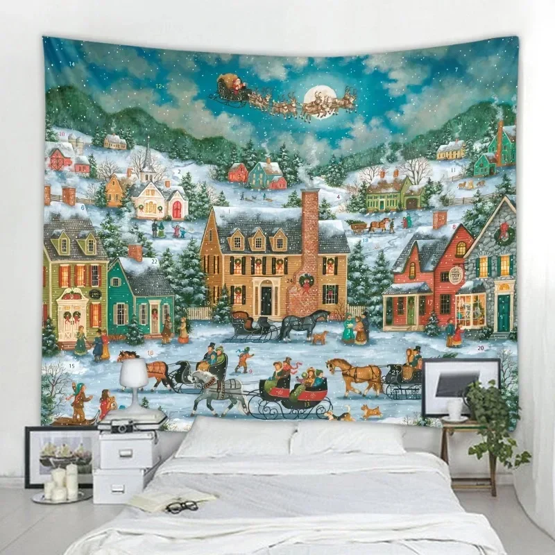 Christmas Theme Tapestry Home Bedroom Living Room Wall Decoration Santa Claus