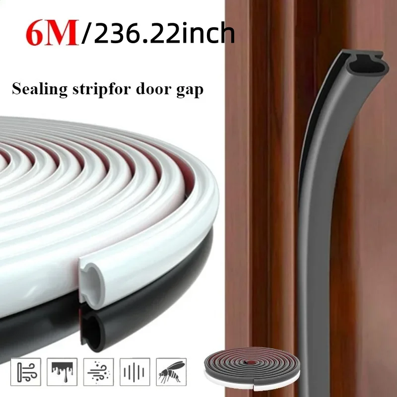 

6 м уплотнитель для двери, уплотнительная лента для окон и дверей, звукоизоляционная самоклеящаяся подложка, D-образная уплотнительная лента для двери спальни