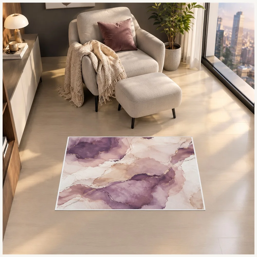 VIKAMA Abstract Watercolour Flow Door Mat, Non Slip Absorbent Flannel Rug, Modern Art Floor Mat for Hallway, Front Door, Kitchen