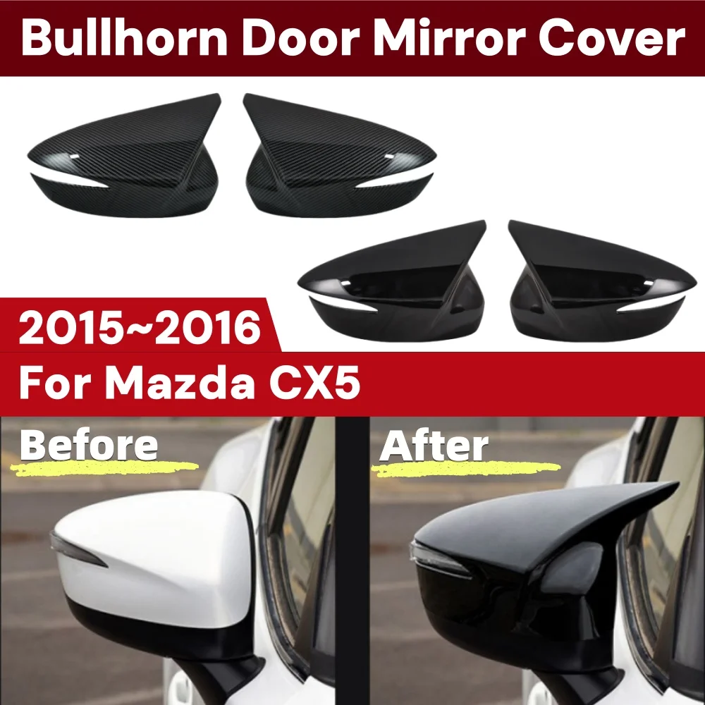 

Bullhorn Door Mirror Cover For Mazda CX5 2015 2016 Exterior Scratch Protective Car Decoration Stickers Rearview Accessory
