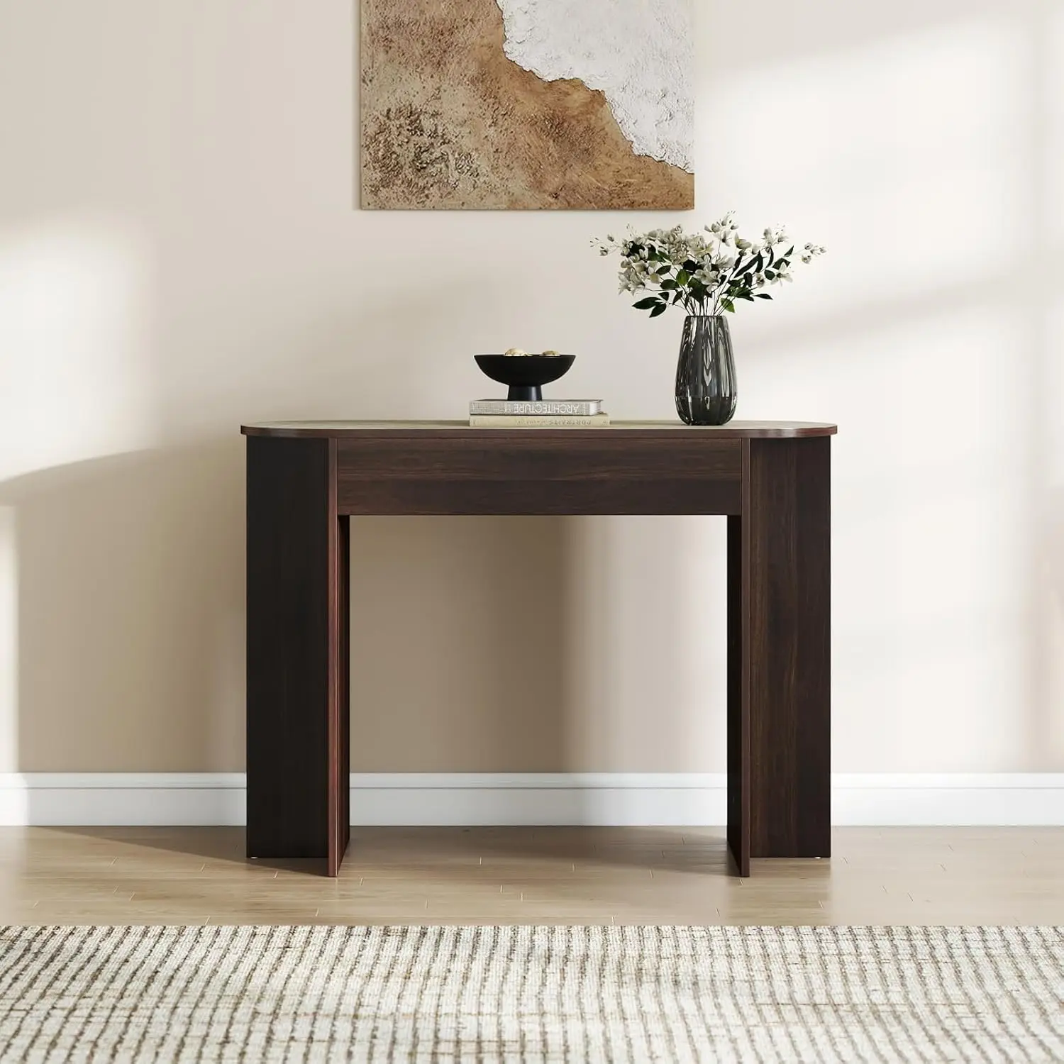 

43" Narrow Wooden Console Table Mid Century Sofa Table Entryway Living Room Walnut, Customized