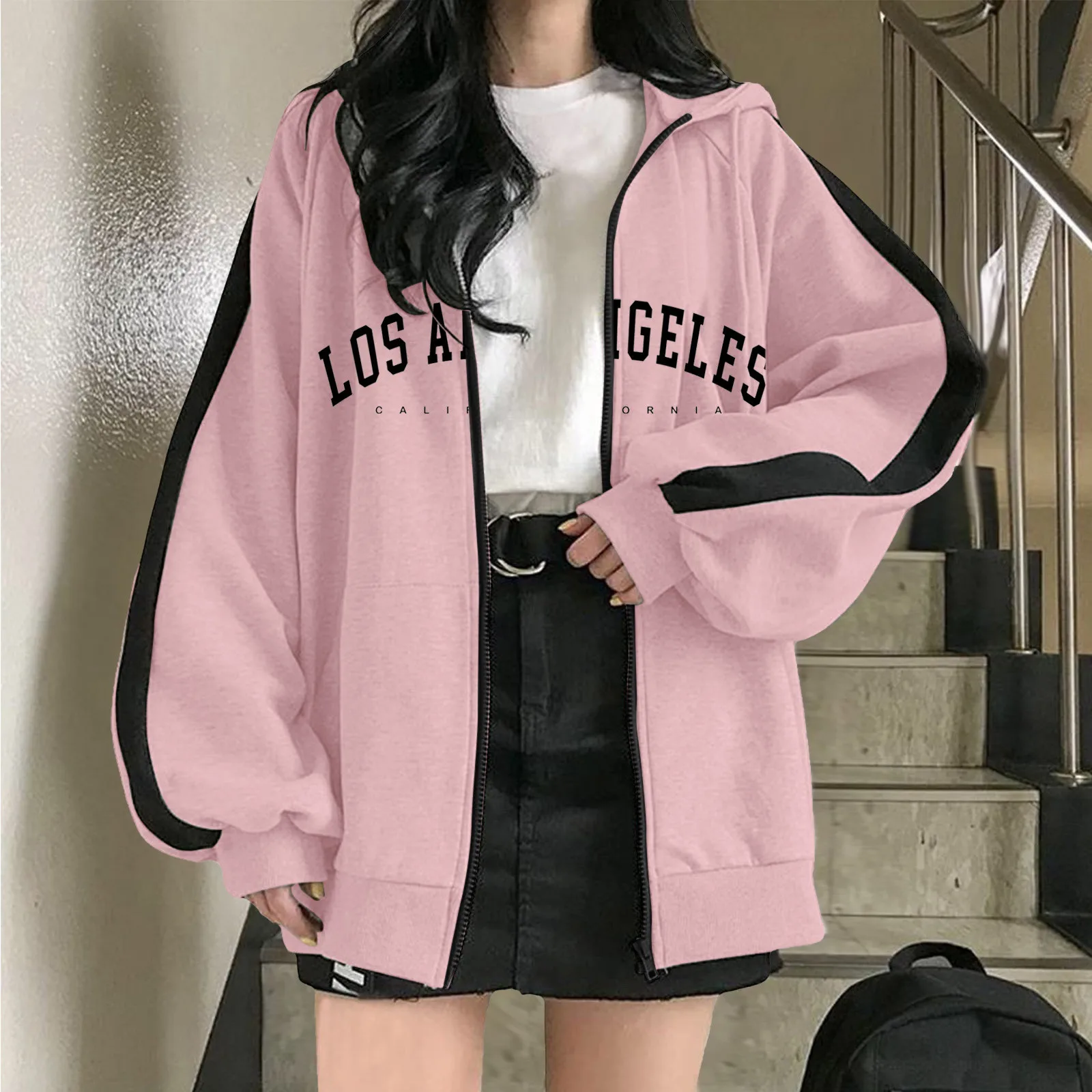 New Loose Embroidered Jacket Women Autumn Baseball Uniform Korean Style Letter Print Oversized Sweatshirt Casual Zip Up Jackets