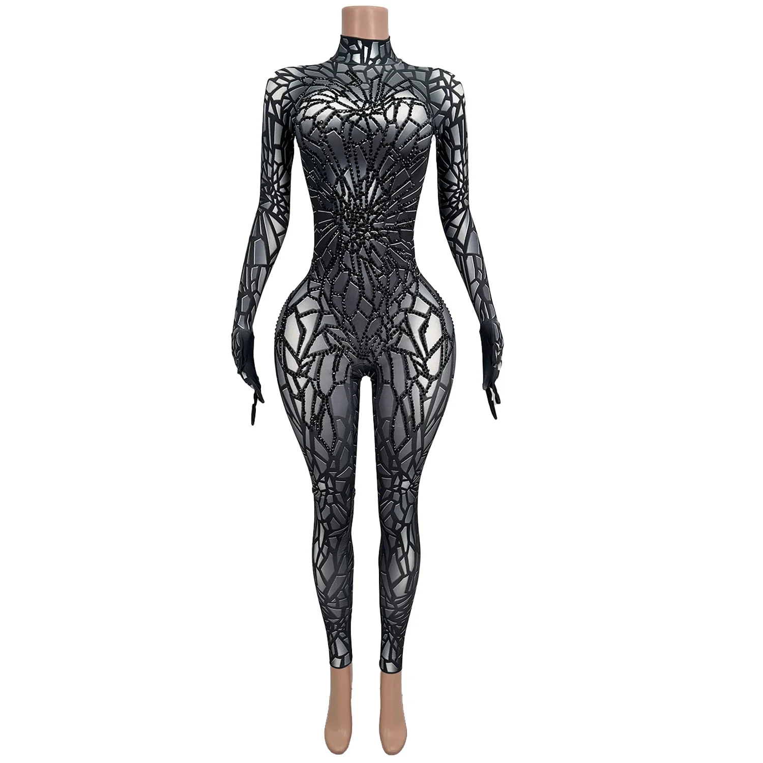 

Mysterious Role-Playing Jumpsuit with Gloves Halloween Dance Theme Party Men's Women's Jumpsuit Stage Performance Costumes posui