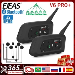 EJEAS V6PRO+ Motorcycle Helmet Intercom 6 Riders Bluetooth Headsets Communication Interphone Waterproof Remote Control Function