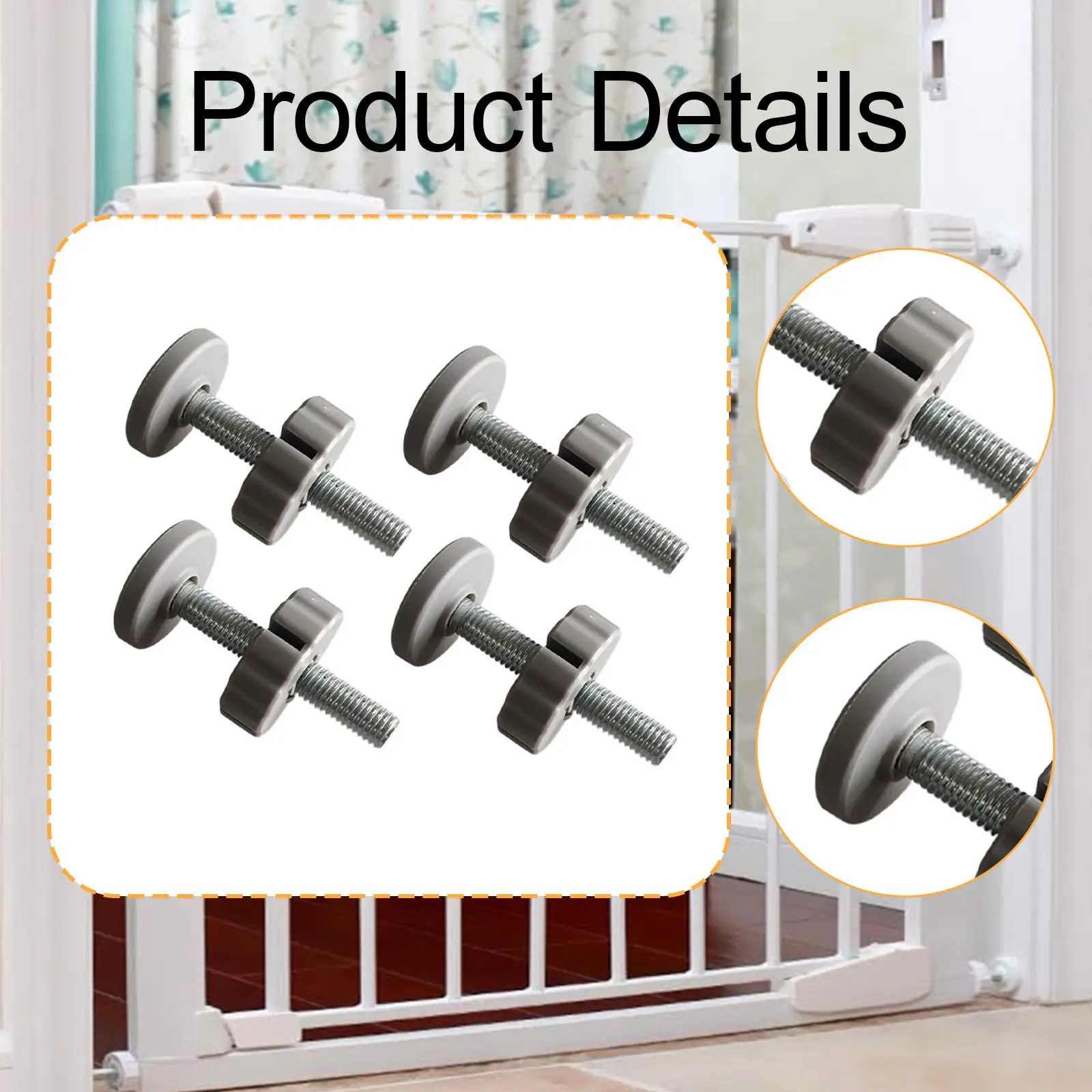 4pcs Baby Gate Threaded Spindle Rods Stair Gate Fittings Versatile Use Steel Bolt Parts for Stair Railing Pet Barrier Indoor