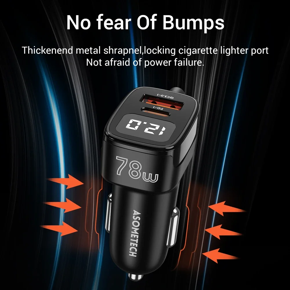 5 IN 1 Car Charger 78W PD 3.0 QC 3.0 SCP Quick Charge USB Type C Fast Car Chargers Charging For iPhone 13 14 Pro Samsung Huawei