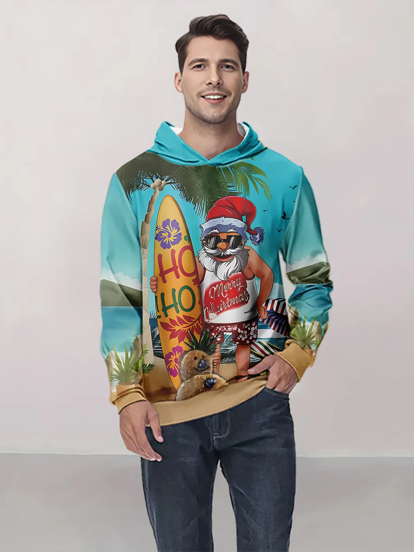 جديد وصول شخصية هوديس عيد الميلاد المطبوعة البلوز الرجال النساء عادية المتضخم قمصان سويت شيرت بقلنسوة باردة