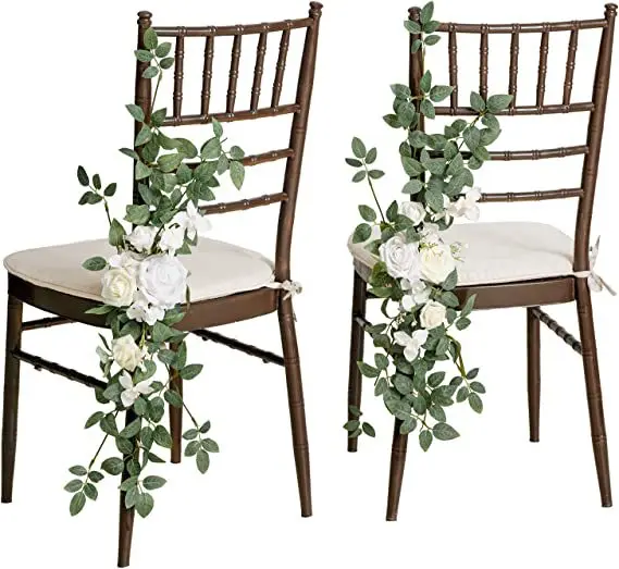 2023 Hot Sale Wedding Chair Flowers Decoration Outdoor Handmade Artificial Flowers Decor Wedding Props