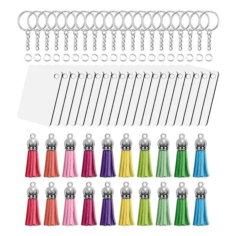 31BB Sublimation Heat Transfer Double-sided Printing Keychain Blank Tassel for Key Ri