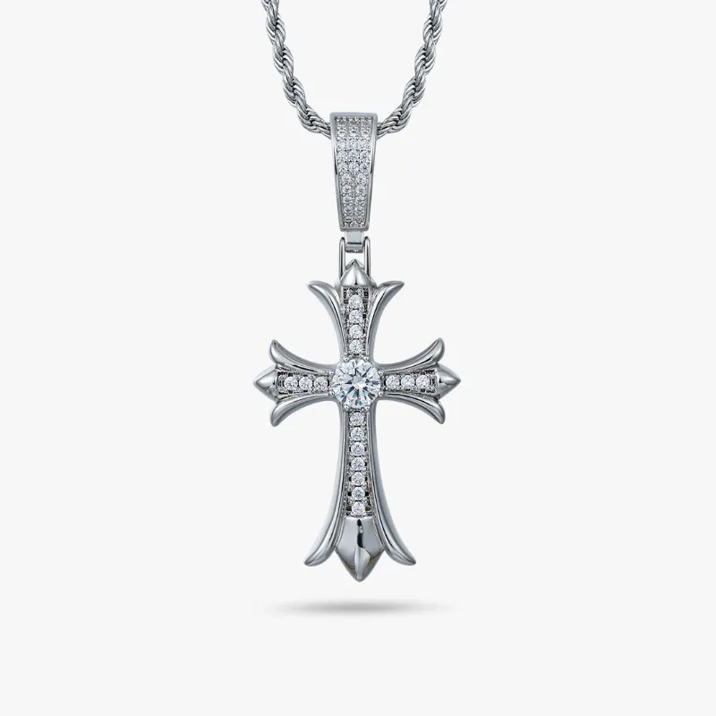 

Hot-selling S925 sterling silver D-color moissanite pendant cross hip-hop wearable single stone necklace