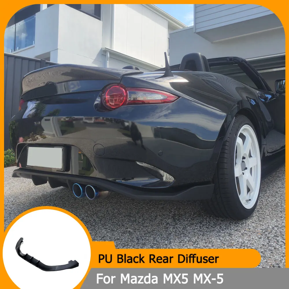 Car Rear Bumper Diffuser Splitters for Mazda MX5 MX-5 ND Miata 4th Generation 2016-2022 PU Black Primer Car Rear Diffuser