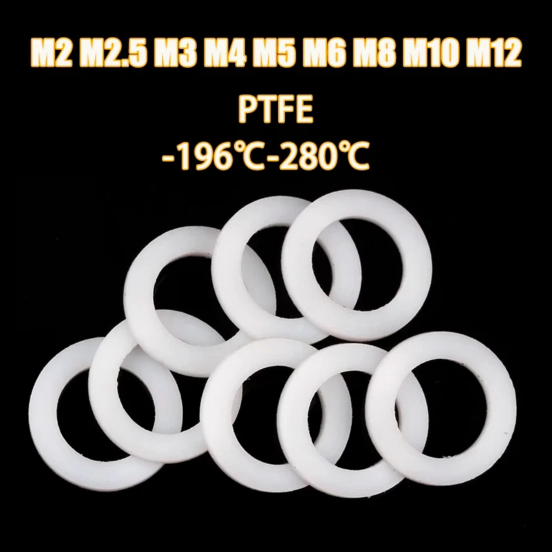 Hard PTFE Flange Gasket Flat Washer ID 4mm 12mm Thickness 0.2mm 1mm High Low Temperature Resistant Anti Aging Sealing Ring