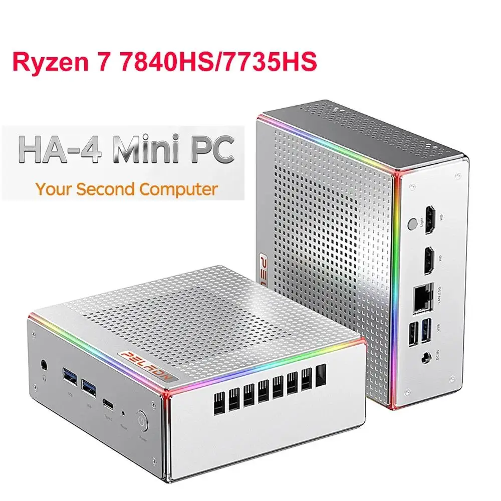 Aittact HA-4 AMD Ryzen 7 7840HS/Ryzen 7 7735HS Mini PC Windows 11 DDR5 Nvme SSD Desktop Gamer Computer