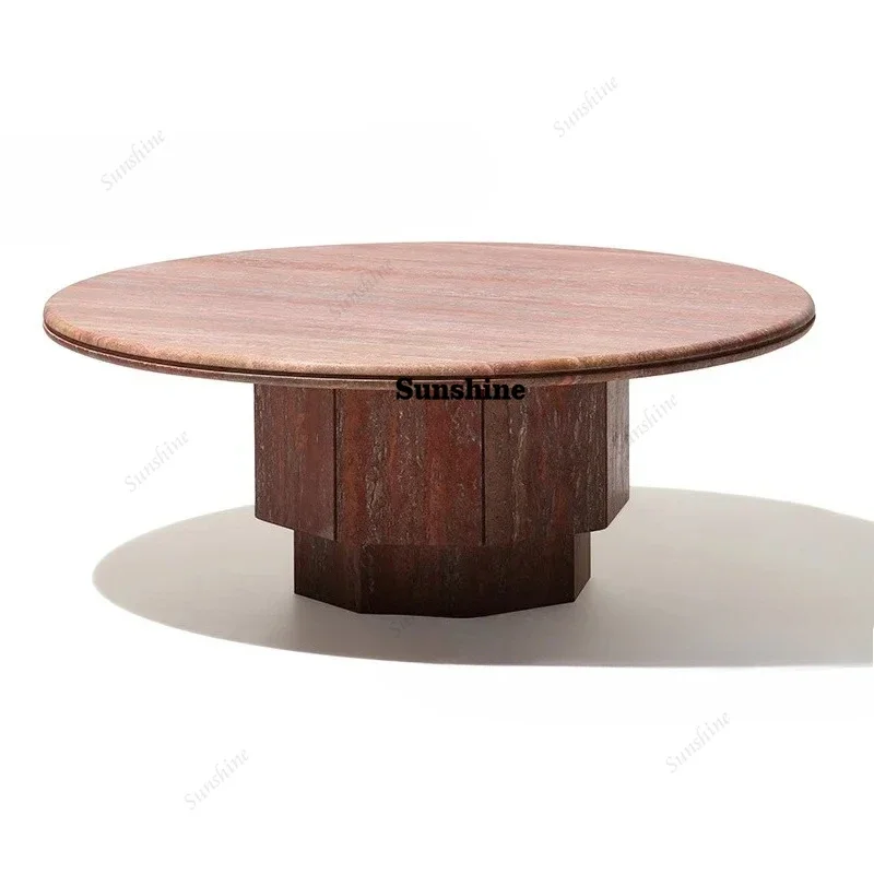 

Natural red travertine coffee table designer villa living room home wabi-sabi FT