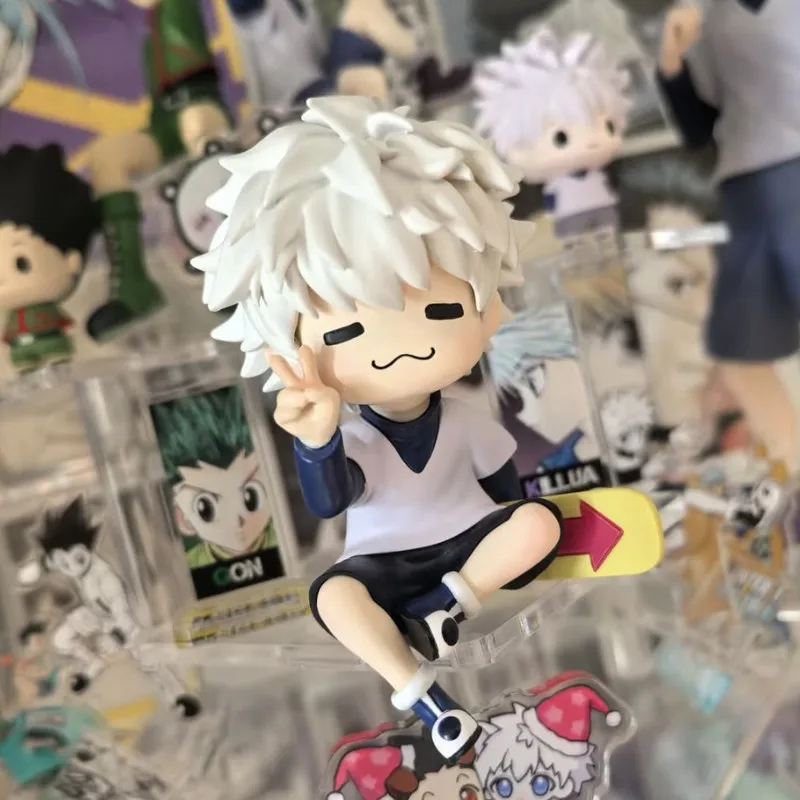 Figura Coleccionable de Anime Chibi Hunter X Hunter Killua Zoldyck con Signo de Paz, Adorno de Escritorio, Modelo Decorativo, Regalo Sorpresa