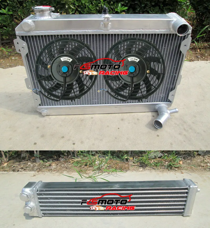 Aluminum Radiator + Oil Cooler + Fans For Mazda RX7 RX 7 Series 1 2 3 S1 S2 S3 SA FB 1979-1985 1980 1981 1982 1983 1984 MT