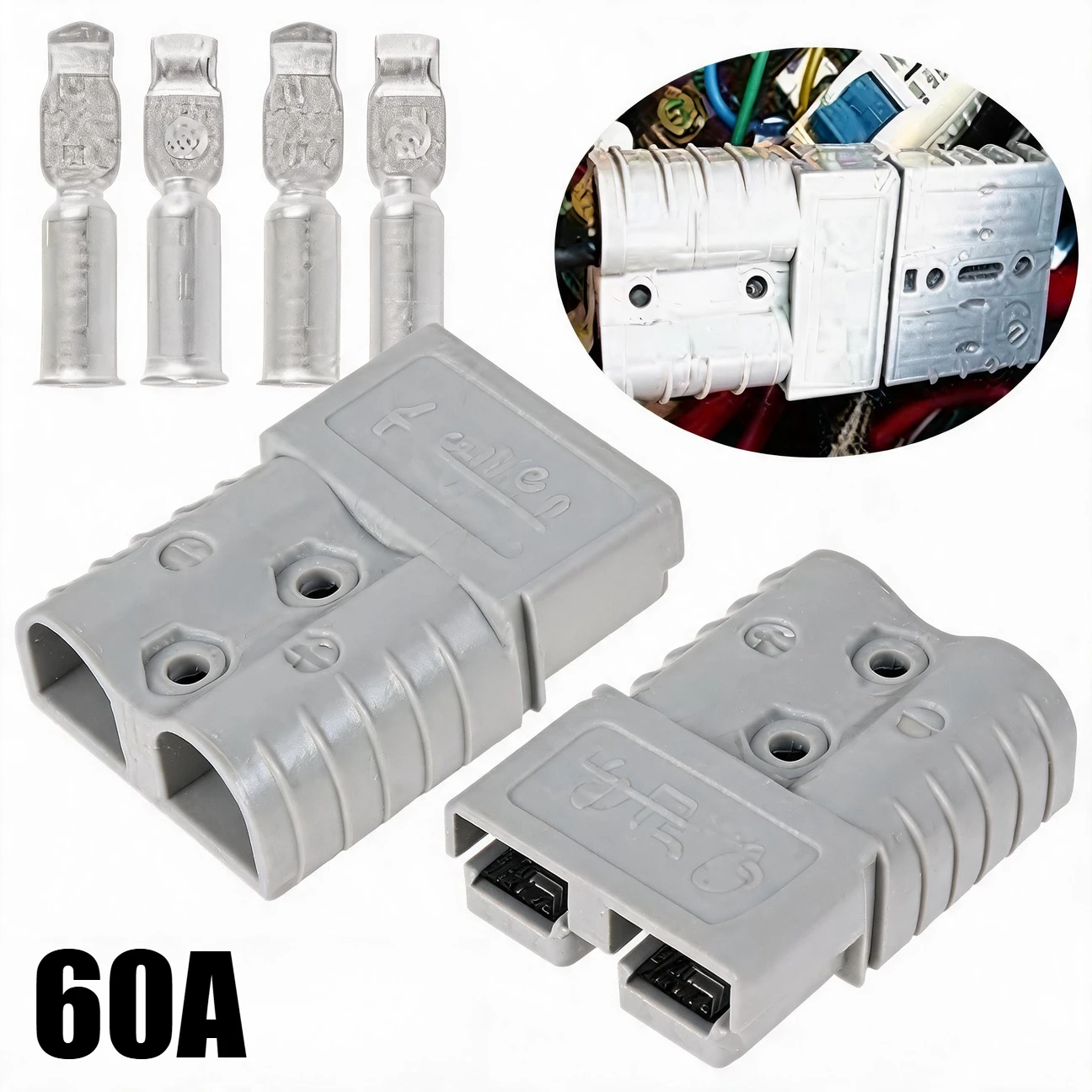Battery Quick Connect/Disconnect 1-10Pcs Battery Terminal Connectors 2-Pin 50A-600V for Anderson Style Plug Connectors DC