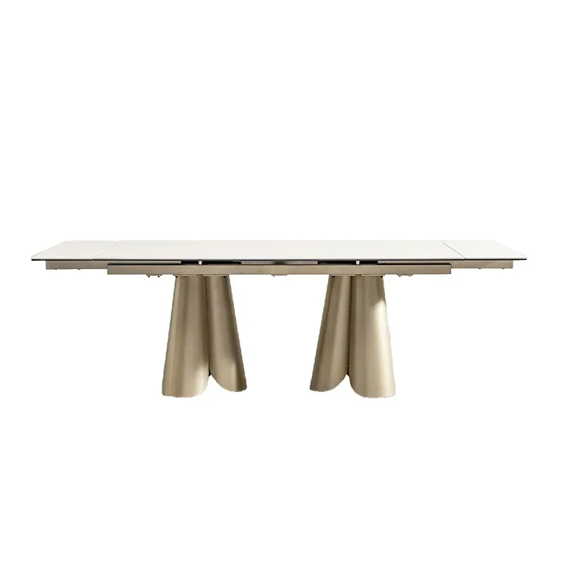 Light luxury slate telescopic dining table home high-end living room rectangular dining table