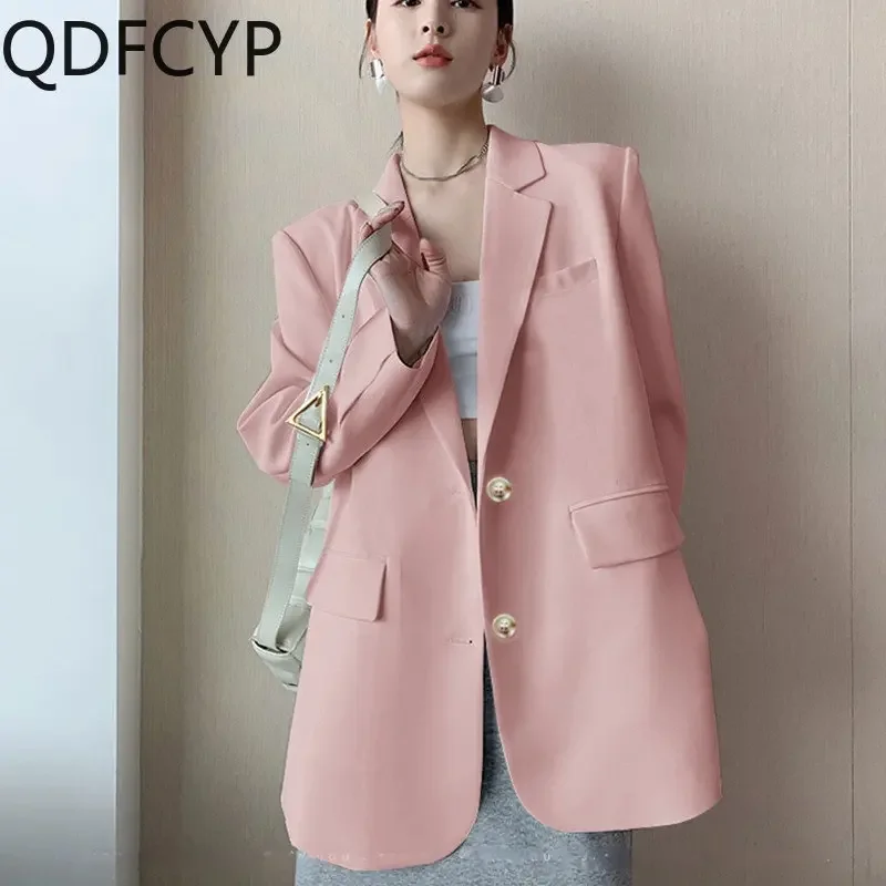 New Autumn Women Coat 2024 Stylish Casual Loose Simplicity Blazer Elegant Office Lady Long Sleeve Button New In External Women