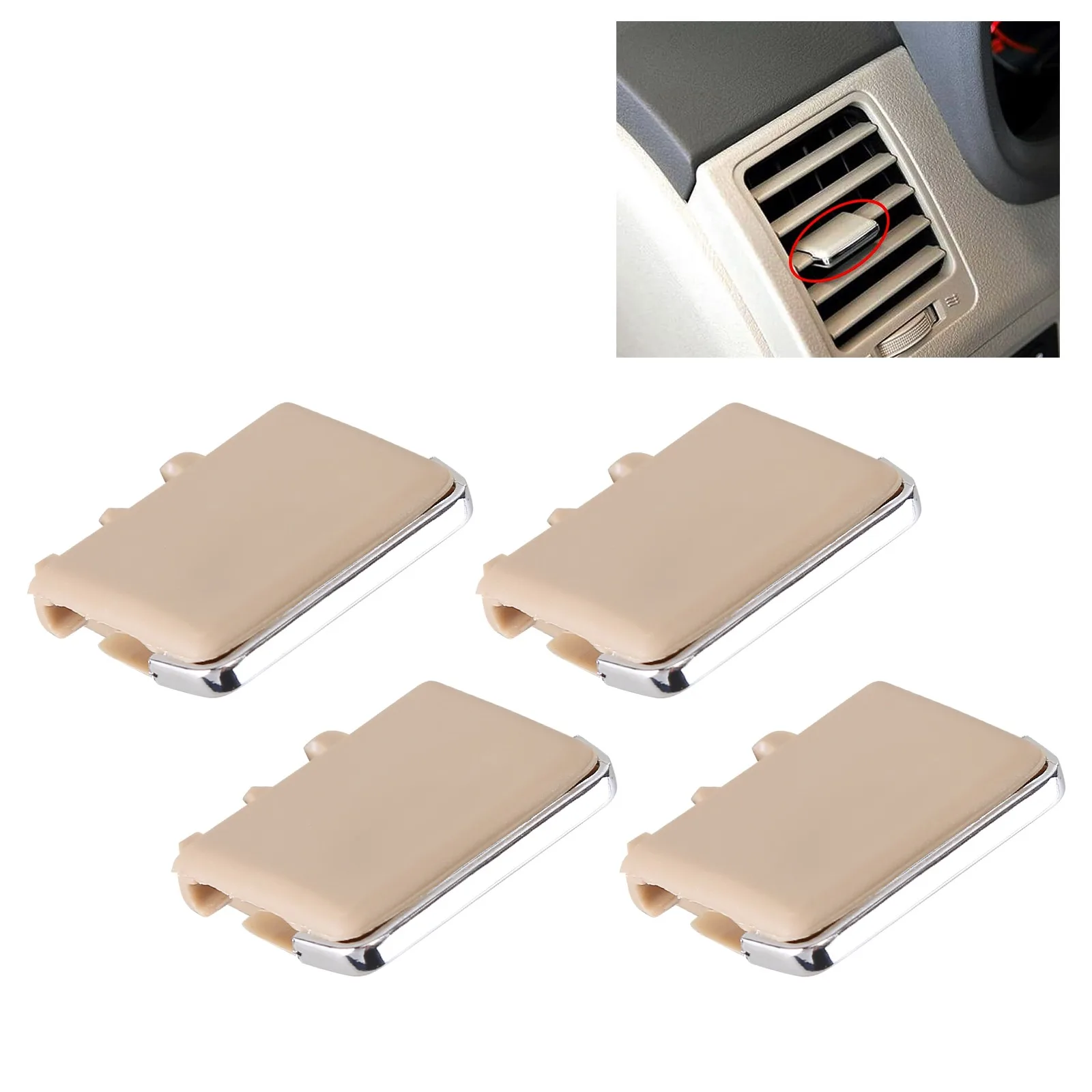 4Pcs/Set Beige Auto Air Conditioning A/C Vent Blade Slice Clip Kit Compatible for Toyota Corolla
