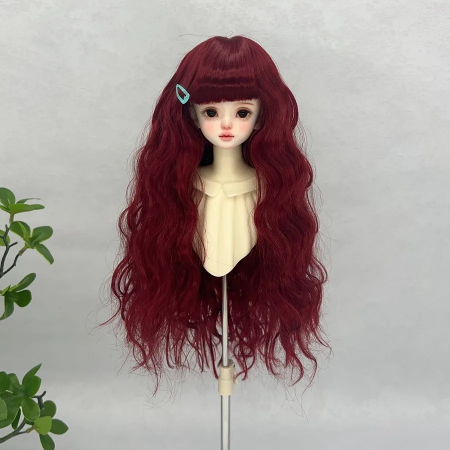 BJD/SD Doll Wig Soft Silky Flat Bangs Wool Curls Long Hair DIY Doll Making Supplies Cover Girl Dress Up Toy Accessories Wig