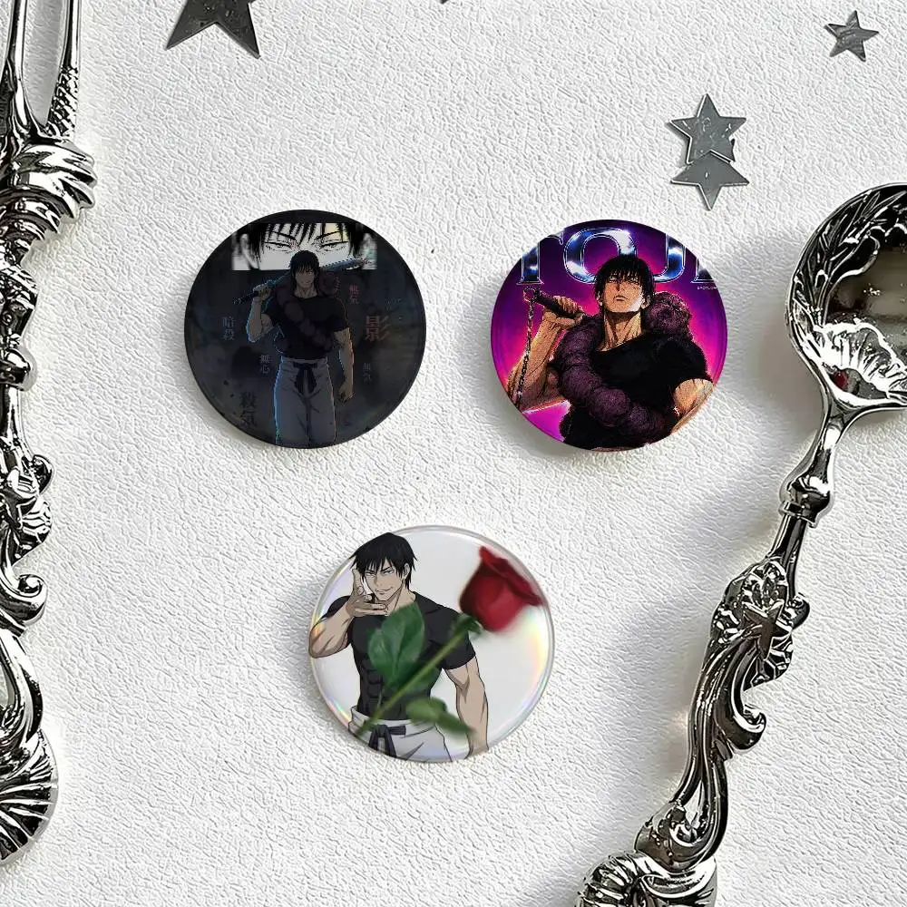 Anime T-Toji F-FushiguroES  Badge Creative Round Plastic Brooch Clothes Decorative Pins Jewelry Gifts for Friends