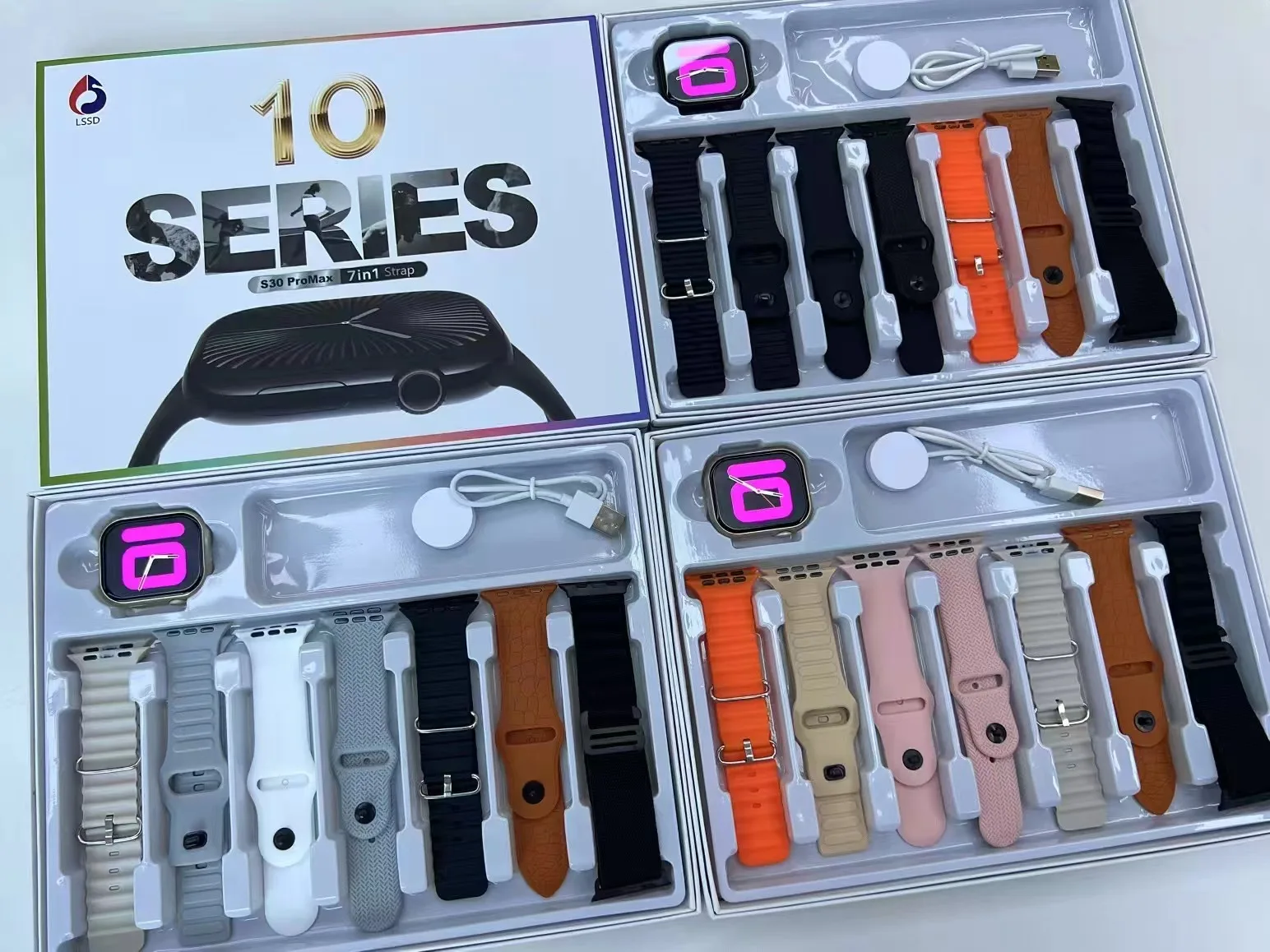 S30promax Smart Watch Series 10 infinite screen Version 7+1 Straps Newest Sports SmartWatch Bluetooth Phone Call Smart Bracelets