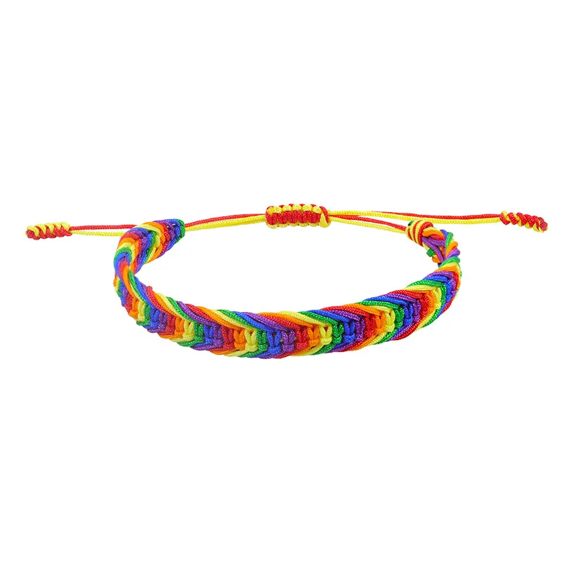 50 Pieces Pride LGBT Bracelet For Couple Gay Women Men Handmade Woven Braided String Friendship Lover Wristband