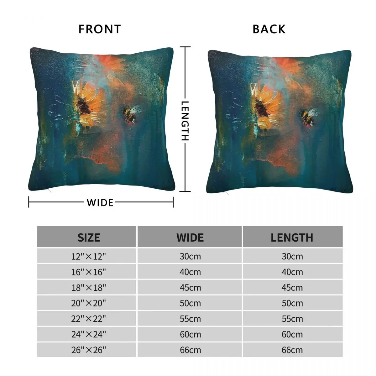 Bumblebee Underglow Square Pillowcase Polyester Linen Velvet Printed Zip Decorative Throw Pillow Case Home Cushion Cover