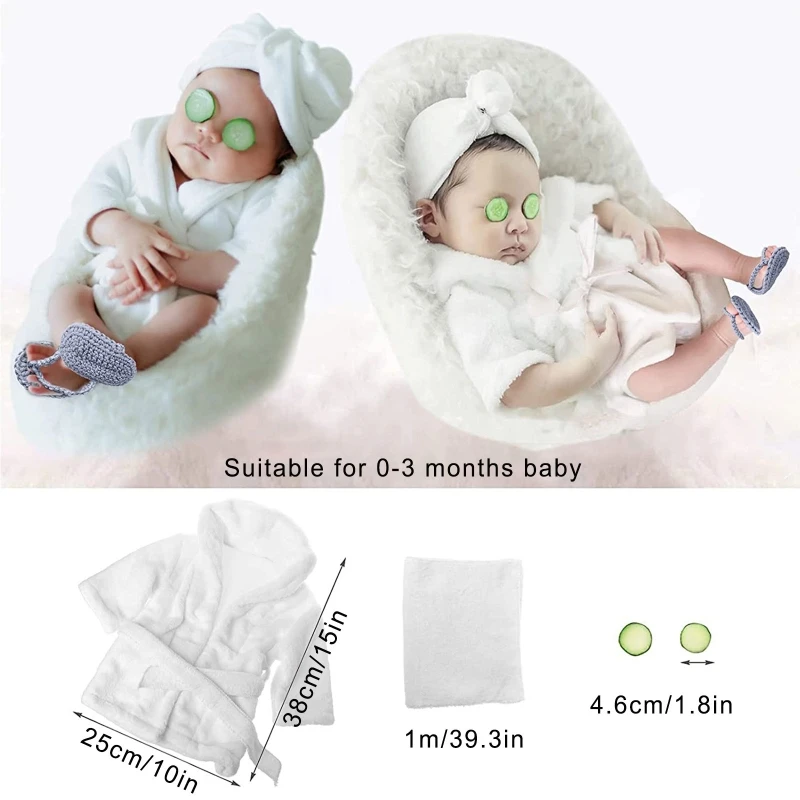 1setNewborn Baby Girl accessories Photography dresses for Props Bathrobes Costume Towel Sets & Cucumber Slices Outfit Robe Posin