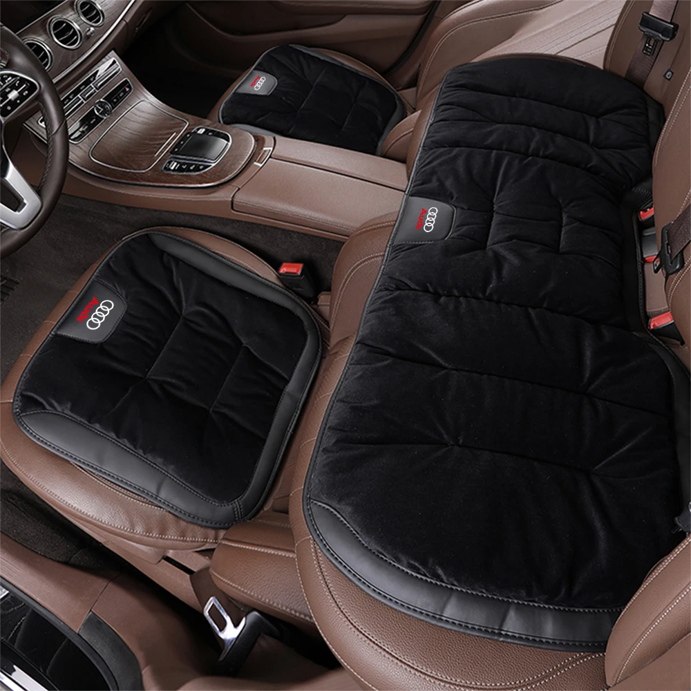 Auto Sitzkissen Winter Warme Flanell Vorne Hinten Sitz Atmungsaktive Pad Für Audi Sline Quattro S A1 A3 8P 8V A4 A5 A6 A7 A8 Q3 Q5 Q7