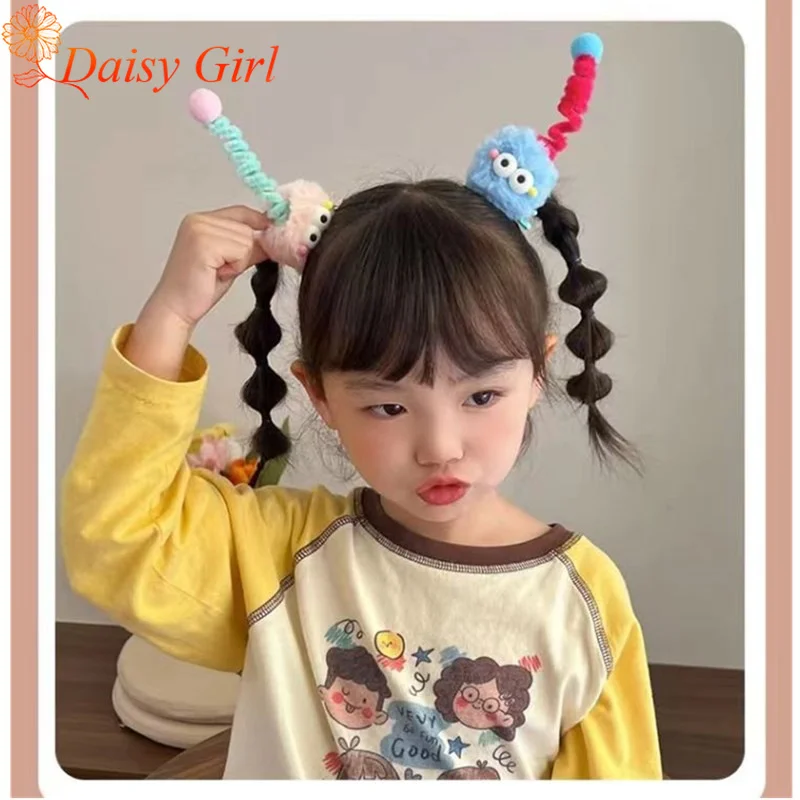 Children's Cute Briquette Twist Stick Duckbill Clip Antenna Big Eyes Side Clip Little Girl Hair Ball Funny One-Word Clip