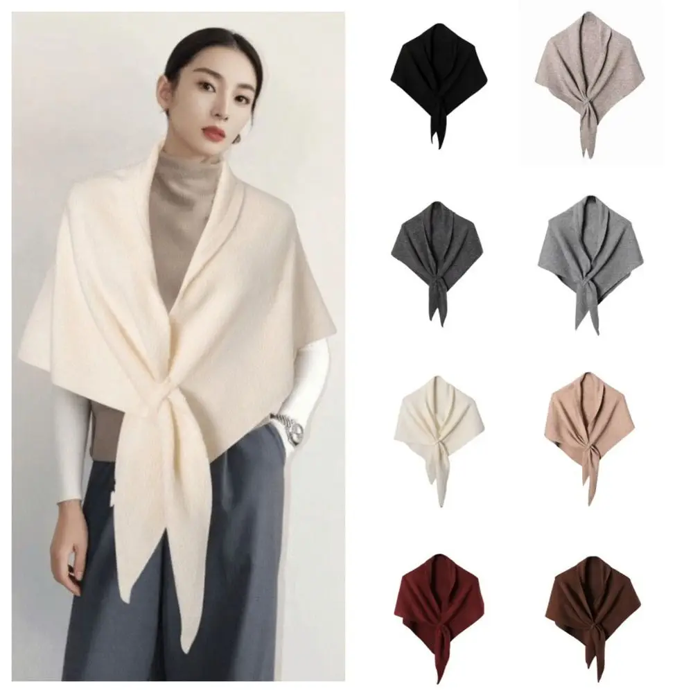 

Soft Korean Style Striped Scarf Cashmere Knitted Triangle Scarf Thickened Neck Warmer Winter Shawl Student