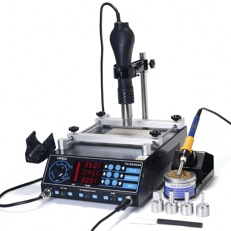 Gold Seller YIHUA 853AAA 3-in-1 Digital SMD Soldering Station with Hot Air Preheat BGA Rework Controller Board Desoldering F